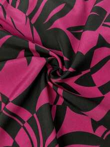 Vestido con estampado floral, cinturón de amarre a la cintura, para mujer talla grande, vacaciones - Rosa Fucsia - Ver 7
