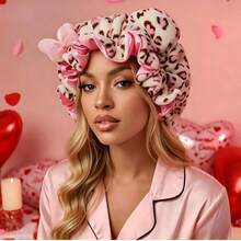 New Leopard Plush 3D Cat Ear Headband, Bow Hairband, Quick-Drying Hair Cap, Soft Sleeping Hat For Men Women - 多色的 - 查看 1