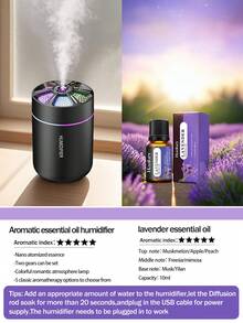 180ml Compact Car Humidifier, Ultrasonic Cool Mist Humidifier, Quiet Operation, 2 Working Modes, Auto Shut-Off, Night Light, Black & White Options, 5 Essential Oil Scents, Reliable Performance, Suitable For Room, Bedroom, Car, Plants, Office, Easy To Clean, Aromatherapy Diffuser - Multicolor - View 15