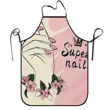 Adjustable Lace-Up Apron With Interesting Nail Art Pattern, Suitable For Kitchen, BBQ, Nail Salon, Party & Cosplay, Butterfly Print Design - LIWQ0041 - View 25
