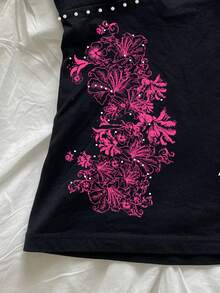 Hibiscus Flower Print Casual Sleeveless Top, Summer Tops, Beach Outfits For Women Black - Black - View 4