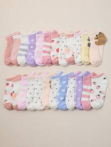 3 Pairs Random Color Short Socks For Kids Girls, Soft Princess Style Socks For Toddle Kids, Back To School Students Running Athletic Sports Socks - Multicolor - View 6