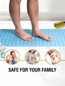 Extra Long Non-Slip Bathtub Mat With Drainage Holes And Suction Cups Non-Slip Bathtub Mat Non Slip Pink Bubble Textured Bathtub Mat PVC Material Multiple Colors Available Ideal Bathroom Accessories Bathroom Decor Fall Decor Back To School - Multicolor - View 7