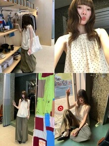 Yorily 女款寬鬆波點無袖背心上衣，附荷葉邊飾與圓領，輕盈舒適夏季度假襯衫 - 杏子圓點 - 查看 7