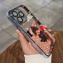 スマホケース TPUケース メッキ加工 レンズ保護カバー付き キャラクターイラスト 可愛いデザイン 大人可愛い 女子向け 柔らかTPU 全面保護 耐衝撃 カメラレンズ保護 17pro Max/17pro/17/11/12/13/14/15/15Pro/15PluS/15Pro Max/16/16Pro/16PluS/16Pro Max/MIN/X/XR 対応対応 インスタ映え プレゼント - 金色 - チェックする 5