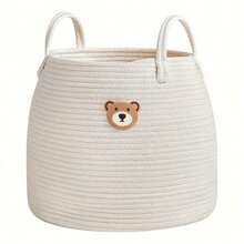 Pets Storage Basket Cat Dog Toys Basket Large Woven Rope Laundry Basket With Handle, Home Decor Storage Hamper For Blanket, Towels, Clothes, Pet Accessories - Gray-footprints - View 15