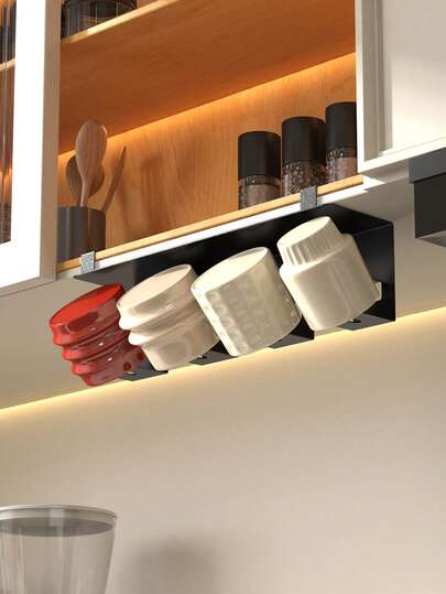 1 pieza Estante colgante para tazas de gabinete, diseño colgante de tazas ahorra espacio para la cocina, soporte de tazas de suspensión duradero y fácil de limpiar, adecuado para tazas de café/té y otros utensilios de bebida, decoración del hogar