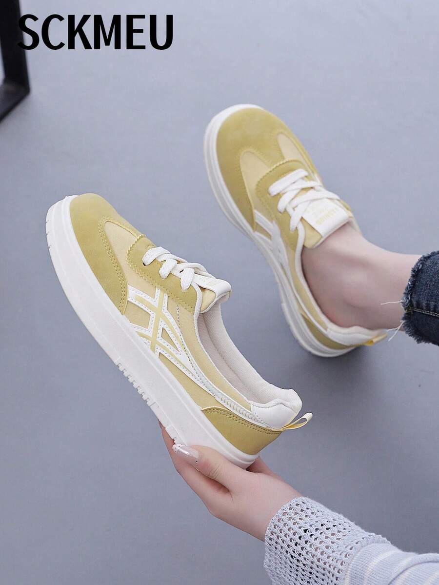 SCKMEU 2026 Women's Spring New Casual Sports Shoes, Color Block Patchwork Classic Versatile Lightweight Comfortable Non-Tiring, Suitable For Daily Wear And Commuting