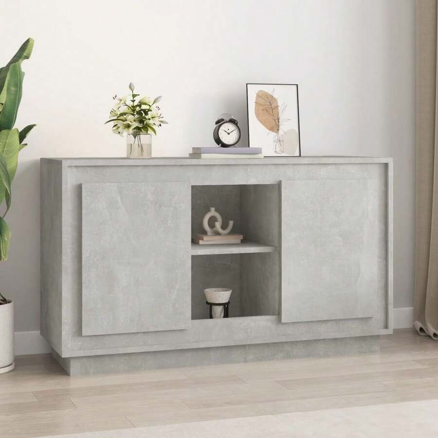 Credenza Grigio Cemento 102x35x60 cm in Legno Multistrato - Grigio - Visualizzare 1
