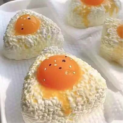 1pc Squishy Egg Yolk Rice Ball Squeeze Toy, Super Soft Slow Rebound Delicate Texture Realistic Food Shaped, Relieve Stress & Anxiety, Great Gift For Office Workers, Christmas, Thanksgiving