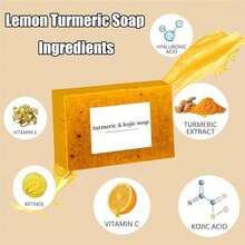 Turmeric Lemon Kojic Acid Soap 100g, Suitable For Face, Body And Hand Wash, Rich Foam Deeply Cleanses And Smoothens Skin, Handmade With Essential Oil - Giữ ẩm - Xem 7