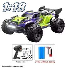 兒童高速 4WD 遙控車 1:18 越野遙控卡車，附 LED 燈，增強手部靈活性，室內/戶外漂移玩具，適合聖誕節、生日、新年、開學季、假期、感恩節及所有節日送給孩子的禮物 - 彩色 - 查看 3