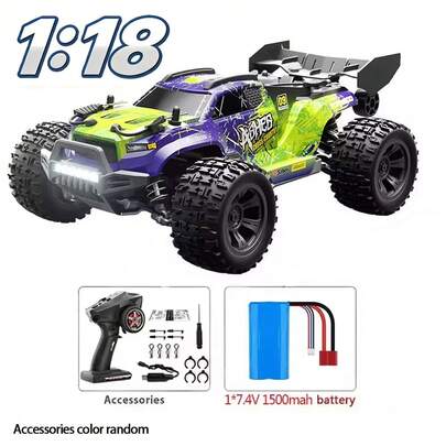 1:18 4WD Remote Control Off-Road Monster Truck, High Speed RC Car With LED Lights, Drifting RC Car, Suitable For Holiday, Christmas, Birthday, New Year, Easter, Halloween, Outdoor Party, Gift For Teens And Adults
