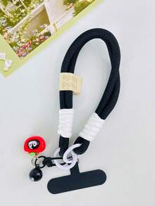 1pc Ins Style British Lanyard With Cute Animal & Fruit Pendant, Short Strap Suitable For Cartoon Camera, Earphone, Keychain, Bag, Universal Wrist Strap, Comes With Clip, Adorable & Fashionable, Anti-Lost - Multicolor - View 2