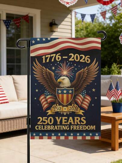 1PC 250 Anniversary Usa Garden Flags For Outside, 250 Anniversary USA Flag 1776-2026 Commemorative Patriotic Yard Sign Outdoor Banner 4th Of July Decorations Double Sided Waterproof 250 Year American Flag 12x18 Inch