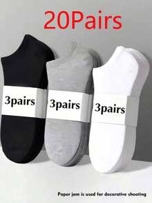 1/5/10/15/20/30 Pairs Unisex Socks, Sports Socks, White/Black/Grey Ankle Socks, Invisible Socks, Solid Color Simple Fashion, Suitable For Daily Casual Wear - Multicolor - View 51