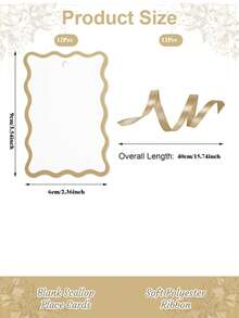 12/24/100 pièces Cartes de place en forme de coquille avec ruban, cartes de nom de table, cartes de siège de mariage DIY avec ruban en polyester, convient pour mariage, anniversaire, banquet - Voir 15