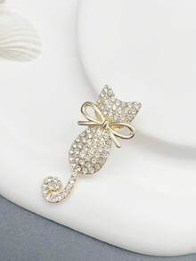 1pc Cute Shiny Bow Tie Cat Brooch, Delicate Cat Accessory For Bag, Clothing, Suitable For Daily Wear, Party, Small Gift - Multicolor - View 8