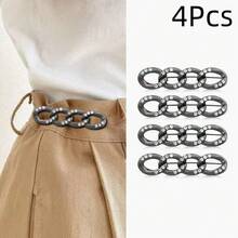 2/4/6Pcs Rhinestone Chain Waist Button Extender For Jeans, Metal Seamless Snap Fastener, Suitable For Loose Jeans, Adjustable And Detachable Pin, Black, Gold, White, Suitable For Women's Pants And Skirts - Multicolor - View 25