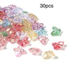 7/20/30/50pcs Random Style AB Colorful Shiny Butterfly Spacer Beads, Colorful Acrylic Faceted Onion Powder Dreamy Colorful Butterfly Beads, DIY Jewelry Making Keychain Phone Car Pendant Decoration Crafts, Bulk, Suitable For Needlework - Multicolor - View 16