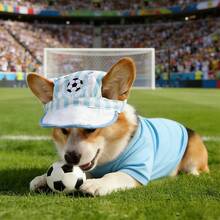 1 pieza Sombrero con temática de la Copa Mundial adecuado para perros y gatos, gorra de fútbol para perros con agujeros para las orejas, boina y gorra de béisbol para mascotas, sombrero ajustable para el sol adecuado para gatos y perros pequeños/medianos, accesorio para caminar para mascotas - Multicolor - Ver 10