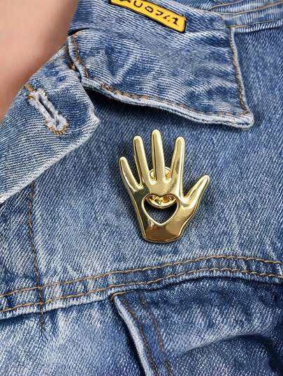 1 pieza Broche con forma de corazón hueco chapado en oro, insignia metálica minimalista, accesorio con símbolo de corazón adecuado para mujeres y hombres, decoración para chaqueta vaquera, mochila, regalo para el Día de la Madre y graduación, aplicable para sombreros, bufandas, chales, suéteres y cárdigans