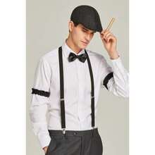 Gionforsy 1920s Accessories For Men 20s Gatsby Gangster Costume Accessories Set Newsboy Hat Set Roaring 20s Costume - 1深灰色 - 查看 4