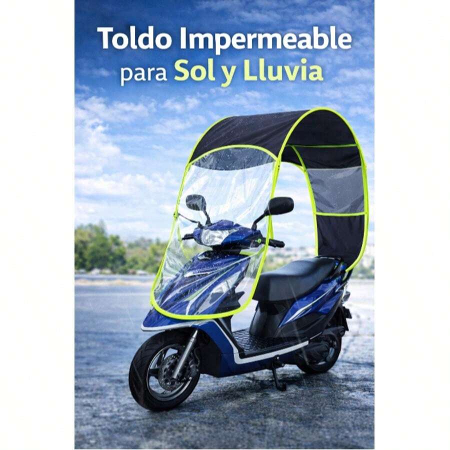 Toldo para Motocicleta Impermeable Cubierta Protectora Contra Lluvia Sol y Polvo - Negro - Ver 1