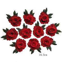 12pcs/Pack 3D Red Flower Embroidered Patches, 7.6*10cm DIY Decorative Applique - Embroidered Appliqué - View 3
