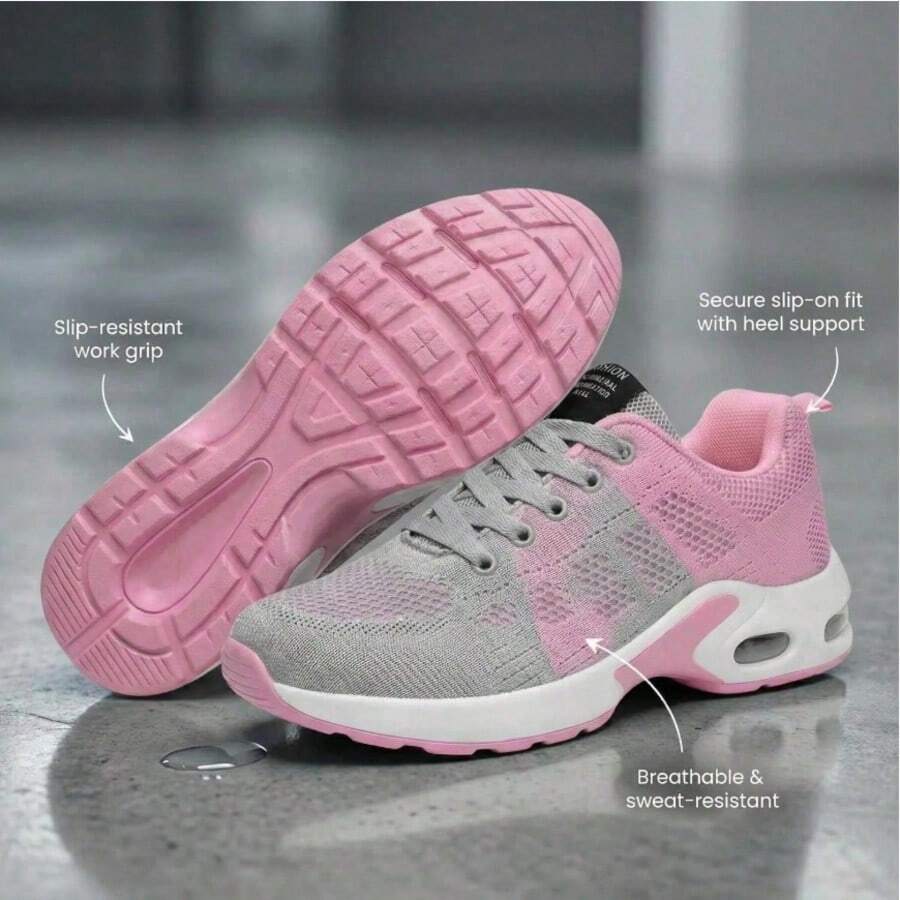 Women's Slip-Resistant Orthopedic Work Sneakers | Arch Support, Wide Toe Box For Nurses, Teachers, Chefs & All-Day Standing Professionals - Hồng - Xem 1