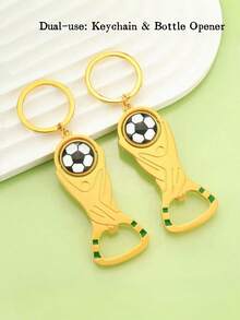 2pcs 2026 World Cup Multifunctional Bottle Opener Keychain, Customized High-Quality Souvenir For Football Fans, Rotatable Pendant - Yellow - View 10