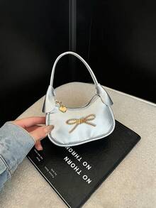 1个女童金属蝴蝶结装饰手提包，PU材质拉链迷你包，时尚优雅的口红零钱包，适合日常使用 - A - 查看 13