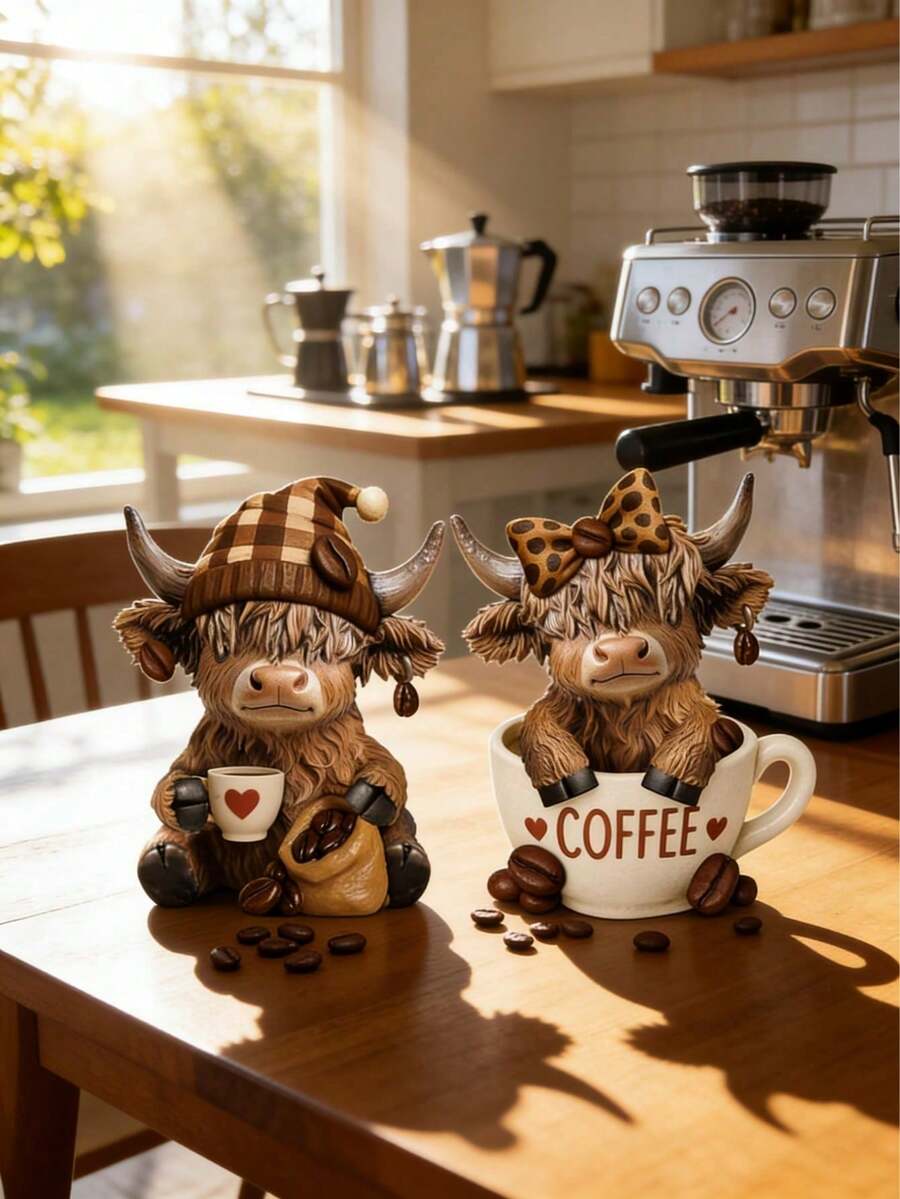1 Tượng bò cao nguyên 3D, tượng bò cao nguyên trang trí nông trại, đồ trang trí theo mùa cho Giáng sinh, Lễ Tạ ơn, Ngày Valentine, quà tặng cho người yêu bò, trang trí quán cà phê, thiết kế động vật dễ thương. - B - Xem 1