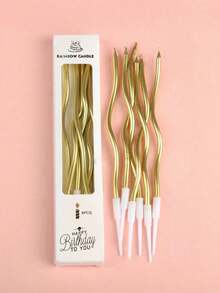 6pcs Colorful Curved Candles, Birthday Candles, Cake Decorations, Baking Supplies, Baking Decor - View 8