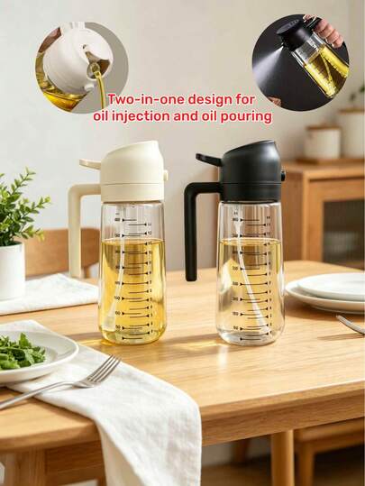 1 pezzo Spruzzatore di olio portatile 2 in 1 in materiale PP, che combina le funzioni di spruzzatura e versamento, adatto per spruzzare olio d'oliva e separare l'olio, supporto antiscivolo per spruzzatore di olio, bottiglia per separazione olio in cucina, spruzzatore di olio, adatto per cucina, barbecue, cottura, friggitrice ad aria, panificazione, insalata, può essere utilizzato anche per la spruzzatura in giardino e la pulizia domestica, colore casuale