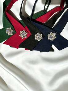 ImmCharm 1pc Unisex Student Back To School Bow Tie, Necktie With Snowflake Decor & Beautiful Bowtie. Collegiate Style Necktie For Women - Bow Tie - View 3