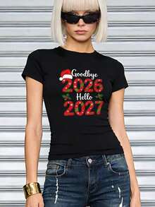 Camiseta de algodón de manga corta con cuello redondo, ajustada y suave para mujer, Verano, Feliz Navidad, Ropa casual navideña, Ropa de fiesta, Tops navideños para mujer, Tops para salir, Vintage, Generación Z, Tops, Curvas, Ropa Y2K, Algodón, Italia, Grecia, Tops de mujer, Tops bonitos, Camisetas con estampados, Conjuntos de primavera, Estilo callejero americano, Casual deportivo, Estilo unisex, Estilo casual urbano, Casual, Jersey, Camisetas holgadas, Ropa urbana retro, Estilo de los 90, Estilo de los 2000, Subcultura, Estilo europeo, Tops negros, Tops blancos, Conjuntos de fiesta de los 90. Negro - Negro - Ver 10