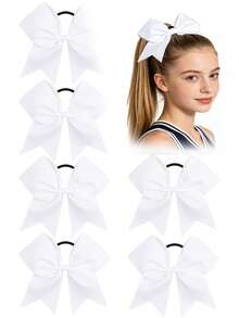 1/2pcs Colorful Sequin Cheer Pom Pom Elastic Hair Band, Rhinestone Decorated Ponytail Holder For Girls, Teens, Cheerleaders - White - View 8