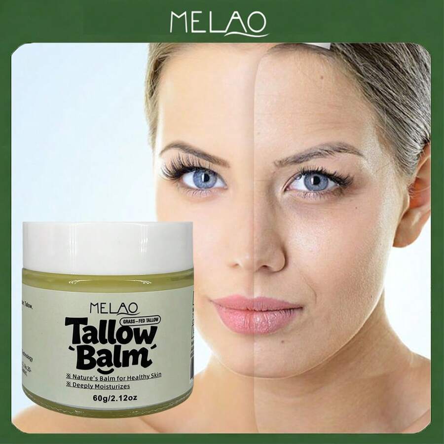 100% Natural Grass-Fed Tallow Balm, MELAO 100% Pure Tallow Balm, Naturally Nourishing & Healthy Skin, Deep Moisturizing, Suitable For Dry & Sensitive Skin, Fragrance-Free Skincare Cream, 60g/2.12oz - Tallow - View 1
