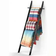 Farmhouse Wooden Blanket Ladder, 6-Tier Rustic Blanket Rack Decorative Stand, Leaning Towel Quilt Rack Holder For Bathroom Living Room Decor(Only Ladder) - Multicolor - View 5