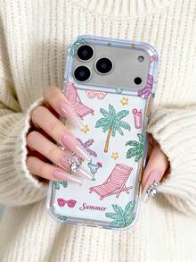 Ốp điện thoại Dopamine họa tiết kỳ nghỉ hè, tương thích với iPhone 15/13/16 Pro Max/17 Pro Max/14, chất liệu TPU mềm trong suốt, thiết kế ghế bãi biển và cây cọ, tương thích với Samsung Galaxy S24/S25/S23/A55/A54/S25 Ultra/A14/A15, ốp chống sốc tươi mới và dễ thương. - Nhiều màu - Xem 5