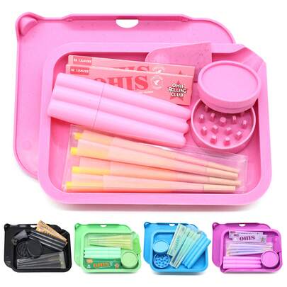 Pink Rolling Tray Set With Grinder, Pre-Rolled Cones & Storage Tubes, Portable Smoking Accessories Kit, Perfect Gift For Smokers, All-In-One Rolling Kit