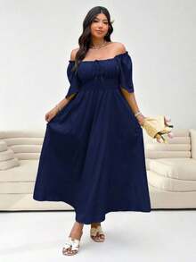 GalTyme Vestido casual con estampado floral pequeño para mujer talla grande, primavera/verano - Azul marino - Ver 4