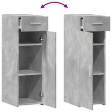 Credenza Grigio Cemento 30x42,5x93 cm in Legno Multistrato - Grigio - Visualizzare 9