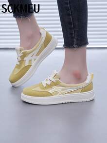 SCKMEU 2026 Women's Spring New Casual Sports Shoes, Color Block Patchwork Classic Versatile Lightweight Comfortable Non-Tiring, Suitable For Daily Wear And Commuting - Yellow - View 6