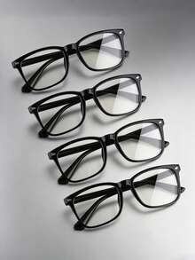 4pcs Unisex Transparent Plastic Fashion Glasses, Small Frame Plano Glasses, Lightweight Frame, For Computer Games TV Phone, Anti-Eye Fatigue, Transparent Lens Eye Protection - Multicolor - View 1