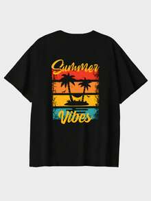 1 Piece, 100% Cotton. Loose-Fitting 100% Cotton T-Shirt, Short-Sleeved Summer T-Shirt With A Round Neck, New Arrivals 2026, Women's T-Shirt With A Graphic Lip Motif, Round Neck, Short Sleeves, For Outdoor Activities, Street Style, Casual, Perfect Choice For Spring And Summer Outfits, Casual Everyday Wear. Summer Style T-Shirt - Black - View 5