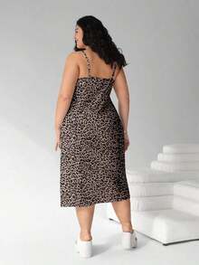 Solflare Vestido camisero minimalista con estampado para tallas grandes - Multicolor 2 - Ver 2