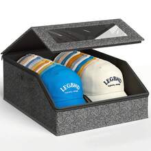 1pc Sturdy Baseball Cap Storage Box, Can Hold Up To 24 Hats, Transparent Hat Organizer Box, Suitable For Closet And Bedroom, Large Hat Box With Cardboard Lining. - Multicolor - View 16
