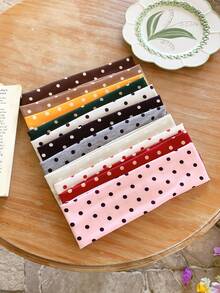 4pcs Korean Sweet Style Cute Polka Dot & Striped Print Wide Headband Set, High Elasticity Fashion Versatile Hairband - Multicolor - View 4